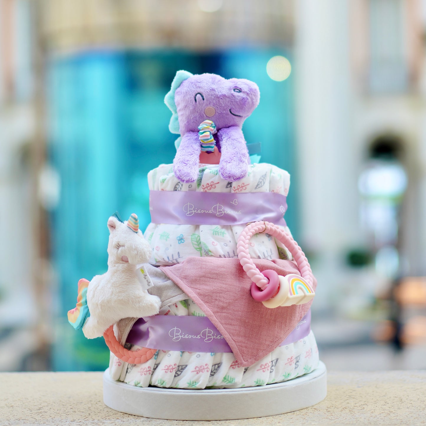 Diaper Cake 二層尿片蛋糕 (Purple Dino)