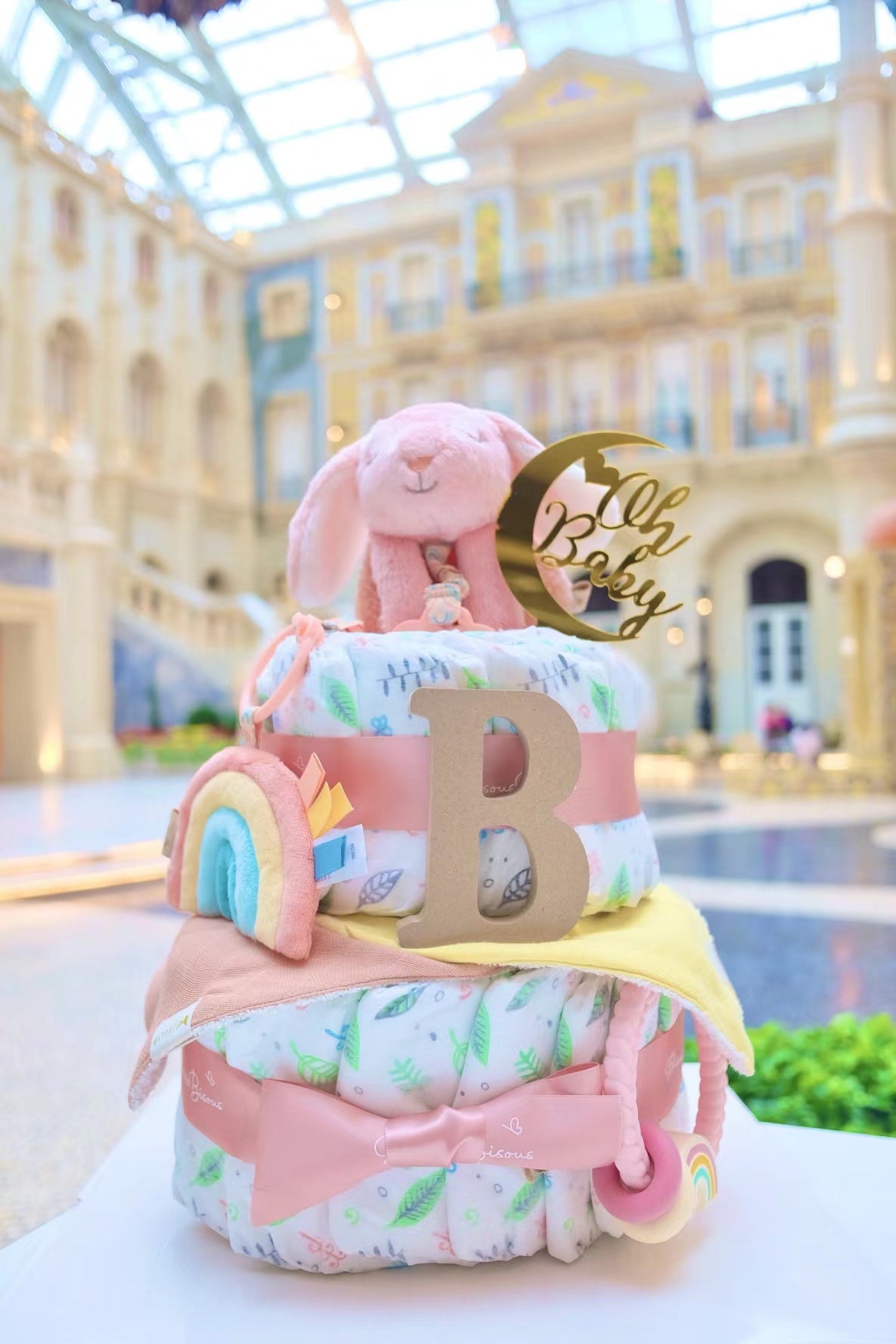 Diaper Cake 二層尿片蛋糕 (Pink Bunny)